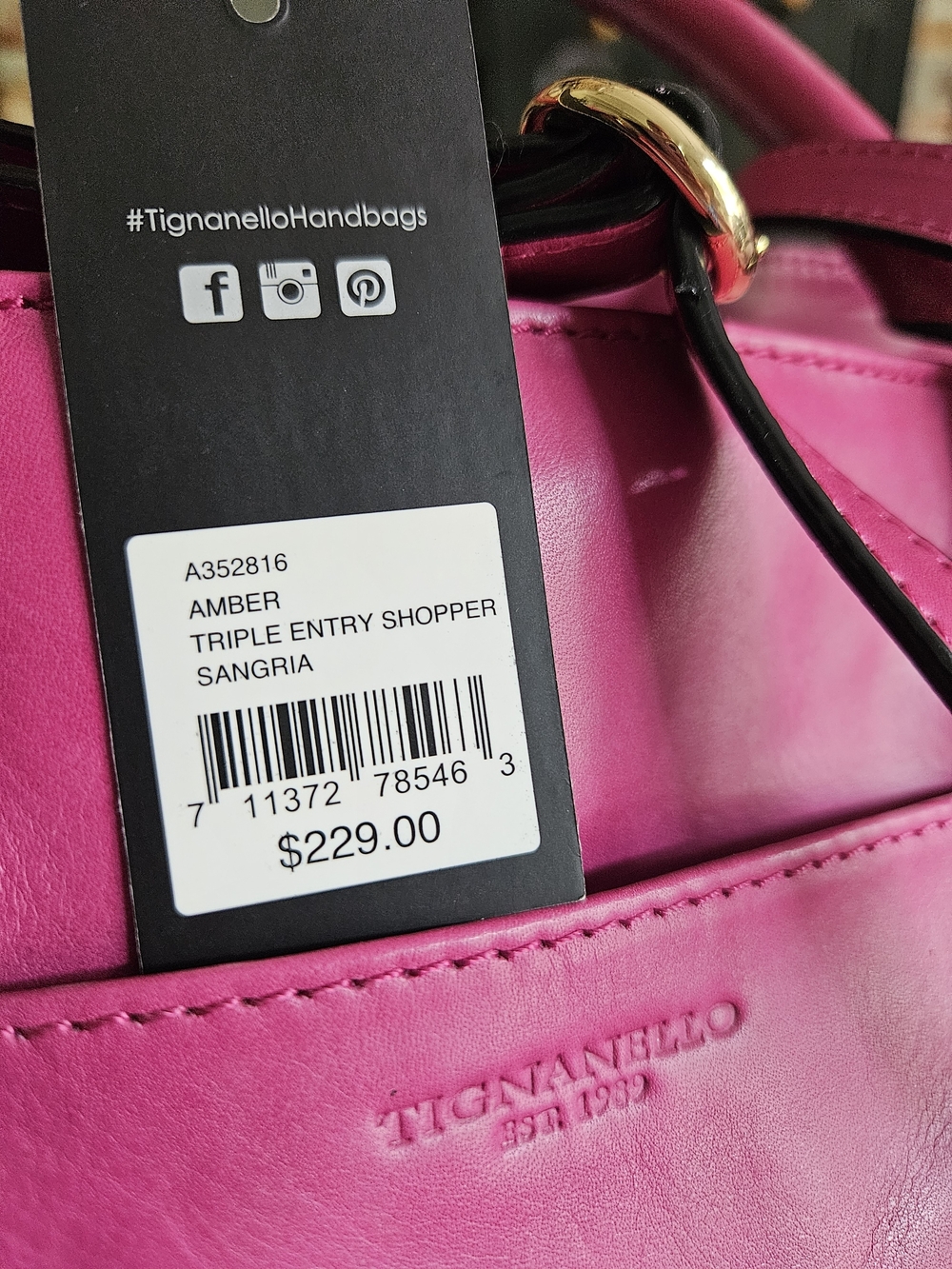 Tignanello Triple Entry Pink Leather Shopper - Picture 9 of 9